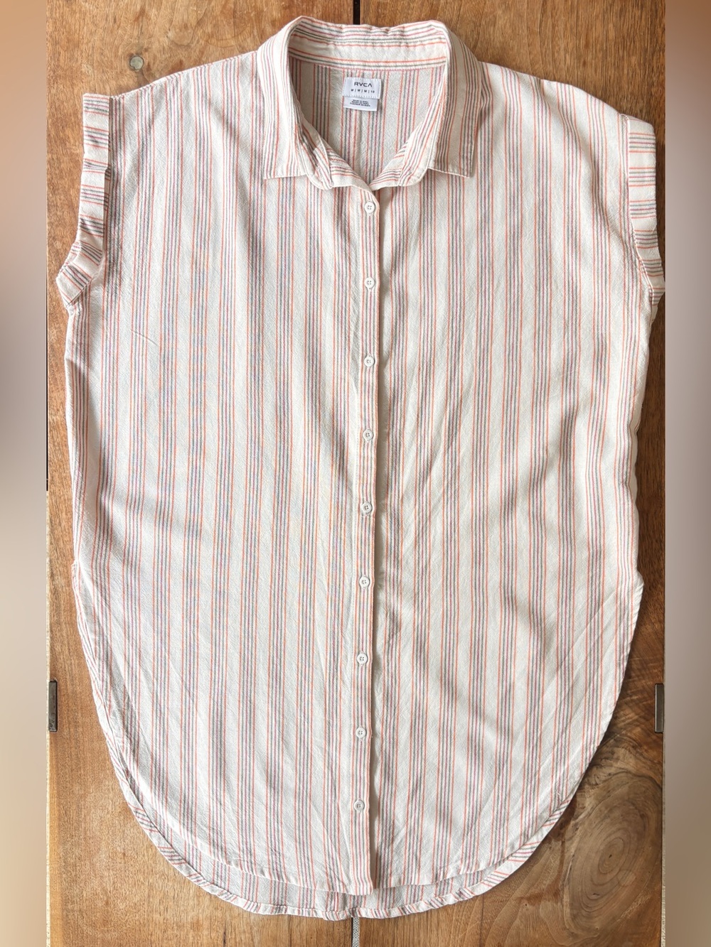 RVCA Women’s Medium Extra Long Tunic Style Top Cap sleeve button down